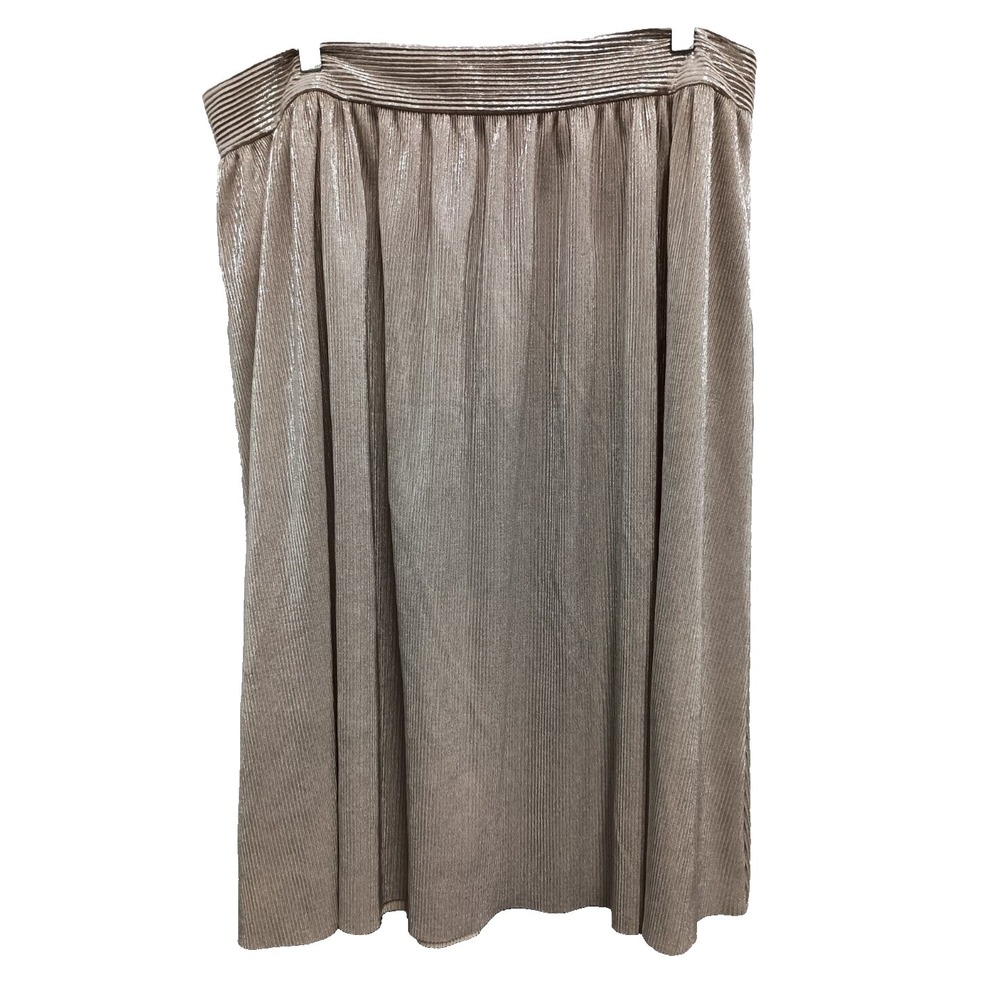 Who What Wear Midi Skirt Womens 16W Gold Metallic Pleated A Line Glam Fairy